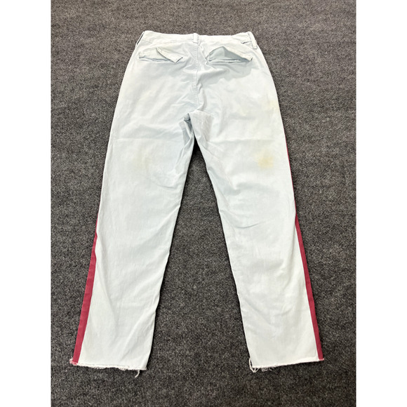 Mother Womens The Shaker Prep Fray Pants 27 Striped Ankle Killing Time Blue/Red - Picture 2 of 16